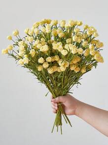 1/3/6 件人造花迷你玫瑰花束逼真 DIY 泡沫花卉装饰适用于母亲节礼物婚礼花束/中心装饰、户外派对背景、房间/桌子和花园/盆栽装饰 - 黃色 - 查看 7