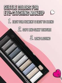 Misslyn 必备眼影盘，烟熏黑色，高显色度哑光和珠光色调，持久易晕染粉状质地，色彩自然鲜艳，触感柔滑，情人节礼物，纯素，无动物实验 - 614號 - 查看 4