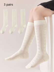 3 pares de calcetines medianos con estilo de princesa, corazón y lazo, cómodos y versátiles para estudiantes