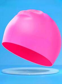 Solid Color Stretchy Silicone Swim Cap, Unisex Adults Waterproof Ear Protection Non-Slip Swimming Cap, Beach Essentials, Beach Accessories, Pool Float - Multicolor - View 28
