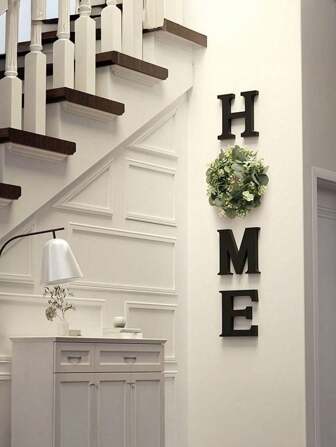 1set Spring Letter Wreath Home Sign Wpc Wall Decor Home Letter Wreath, Modern Decor Hanging Farmhouse Home Sign, Living Room Kitchen Housewarming Couple Gift, Summer Welcome Door Hanging, Mother'S Day Decor, Easter Decor, Room Decor Decor, Home Decor Decor, Home Decor Garden Decorations Wedding Decor Home Decors Gifts Birthday Graduation