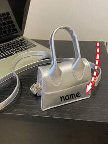 1pc Customizable Text, Name Fashion Girl Solid Color Pu Flip Closure Mini Bag Fashion Retro Handbag Versatile Shoulder Crossbody Small Square Bag Suitable For Daily Use, Multi-Functional, Ornamental, Letter, Stylish, Modern, Colorful, Cute, Adorable, Casual, Soft, Custom, Personalized, Unique, Customized, Baby Gifts, Ideal Gifts For Him, Ideal Gifts For Her, Son, Daughter