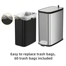 Champagne Gold Bathroom Trash Can With Lid Soft Close,1.6 Gallon Slim Garbage Can,Small Metal Step Wastebasket For Office, Bedroom, Toilet, Live Room Home Bathroom Decor Bathroom Organizer - Silver - View 6