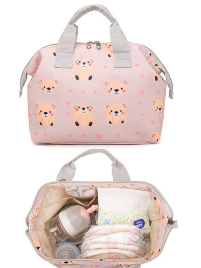 Portable Diaper Bag Tote, Cute Mini Mommy Bag For Hospital, Travel, Diaper Tote Bag, Crossbody Diaper Bag, Multifunction Diaper Bag Storage Box For Diapers, Wipes, Toys, Outdoor Use