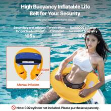 Manual Inflatable Belt Pack For Adults, 105N Buoyancy, Over 80 Pounds And Up To 59 In Waist Adjustable, Inflatable PFD Waist For Paddelboarding, Kayaking, Green/Black/Gray/Blue  (CO2 Cylinder Not Included) - Blue - View 2