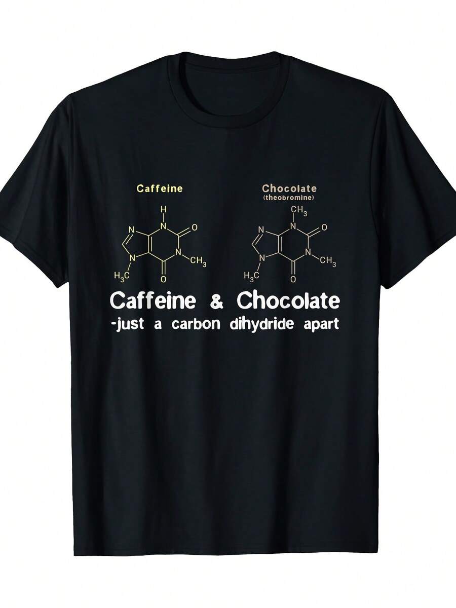 Divertida camiseta de algodón 100% con diseño de química orgánica - Negro - Ver 1