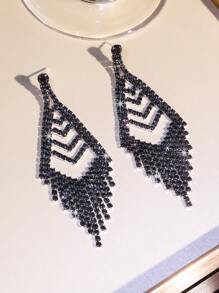 Glamorous Spring Lavender CZ Crystal Tassel Earrings Stud Dance Club Party Graduation Jewelry 1 Pair - Multicolor - View 6