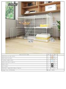 Large Indoor Cat Villa With Pet Hammock, Cat Bathing Cage, Litter Box, Double-Decker Swing & Fence, Anti-Jump Cat Cage