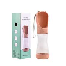 1个便携式狗狗水瓶，聚丙烯防漏宠物饮水杯，带喂食勺，户外遛狗饮水器，宠物饮水器