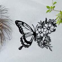 1pc, Butterfly Metal Wall Decor, Boho Butterfly Decor, Wall Art Iron Hanging, Wall Decor, Flower Wall Art For Bedroom Living Room Home, Indoor Outdoor Farmhouse Decor Gifts Birthday Graduation