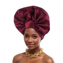 [Cultural Elegance] Vibrant African Statement Head Wrap - Nigerian Wedding Head Tie, Multi-Color - Polyester, Handwash, Suitable For Weddings And Special Occasions
