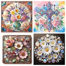 1pc DIY Fantasy Floral Pattern Diamond Painting Kit With Unique Diamonds, Crystal Canvas Wall Art, Suitable For Home Decor Or Unique Birthday Gift