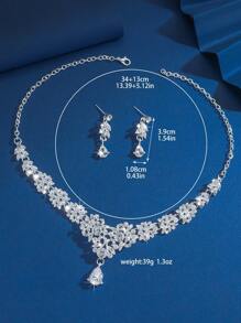 3 件新娘首饰套装：项链、耳环、水晶镶嵌配饰，适合婚纱、宴会礼服 - 彩色 - 查看 6