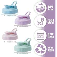 2 件常规口径 70/86 毫米梅森罐倾倒嘴，梅森罐罐盖，带防漏密封翻盖，可重复使用的塑料罐盖，用于饮用沙拉酱倾倒，罐盖，彩色 - 彩色 - 查看 2