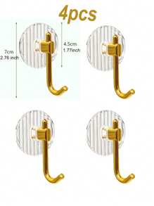 2/4pcs Gold/Silver Acrylic Hooks, Punch-Free Strong Adhesive Hooks For Bag, Key And Clothes, Bathroom Kitchen Organizer And Home Decor
