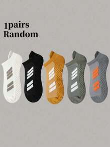 1/3/5/10 Pares de Meias Esportivas Masculinas, Design Listrado em Verde Água, Meias Tornozelo para Primavera/Verão, Meias Finas e Respiráveis para Corrida, Confortáveis para Fitness, Esportes, Atividades Diárias ao Ar Livre