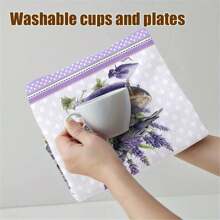 2pcs Lavender Print Kitchen Towel Set - Super Absorbent Microfiber Dish Cloths, Purple Floral Hand Towels, Perfect For Cooking & Baking, Ideal Gift For Lavender Lovers, Spring Farmhouse Decor