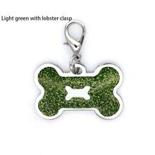 宠物项圈配件，彩色闪光骨头形宠物身份标签