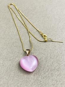 2025 New Jade Stone Heart Pendant Necklace, Cat's Eye Crystal Pendant Necklace, Pink Agate Jade Stone Necklace, Fashion Women Jewelry, Valentine's Day, Mother's Day, Christmas Gift, Beautiful & Elegant - pendant - View 9