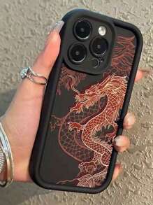 1pc Creative Chinese Dragon Pattern Comfortable Soft Shock Proof Protective Phone Case, Compatible With IPhone 11/12/13/14/15/16/16 Pro Max