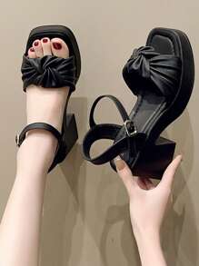 2025 Chunky Wedge Sandals, Fashion Twist Knot Thick Sole High Heel Sandals, Personalized Chic Sexy Platform Casual Comfy Beautiful Sandals