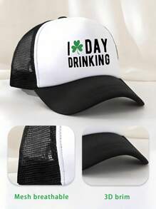 1 Piece, Neutral Lucky Clover Decorative Fun Sponge Card Car Cap, Baseball Cap, Sun Cap, Dad Cap, Suitable For Daily Use, Outdoor Travel, Hiking, Beach - Multicolor - View 5