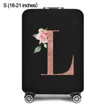 Initial Name A To Z Rose Gold Letter Luggage Cover Stretch Fabric Suitcase Protector Baggage Dust Case Cover Suitable For 18-32 Inch Suitcase Case Travel Organizer Luggage Protector Bag For School School Accessories School Stuff - Black - View 54