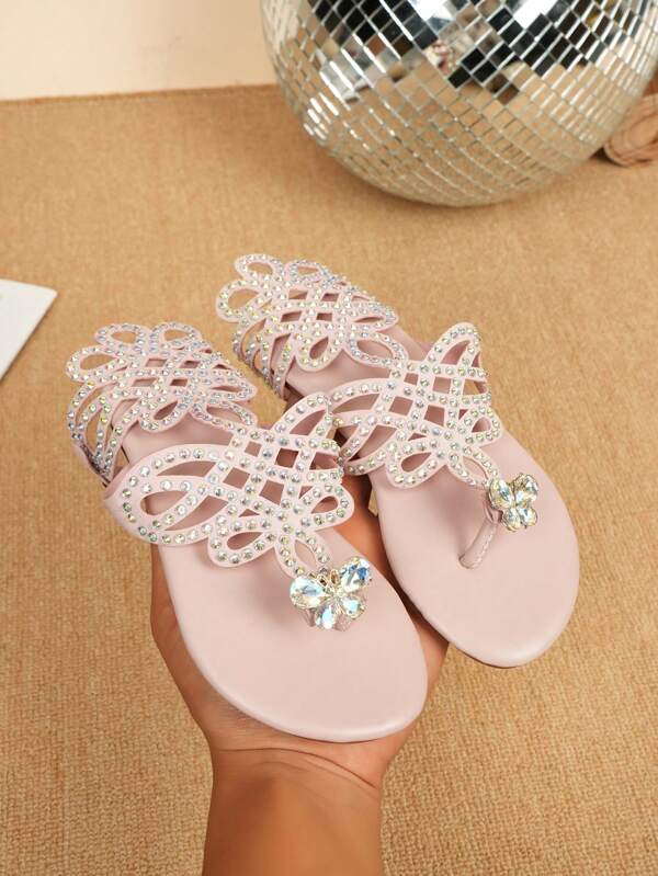 2025 Neue Sandalette mit Strass und bohemischer Webung, Sommerstrandmode für Mädchen