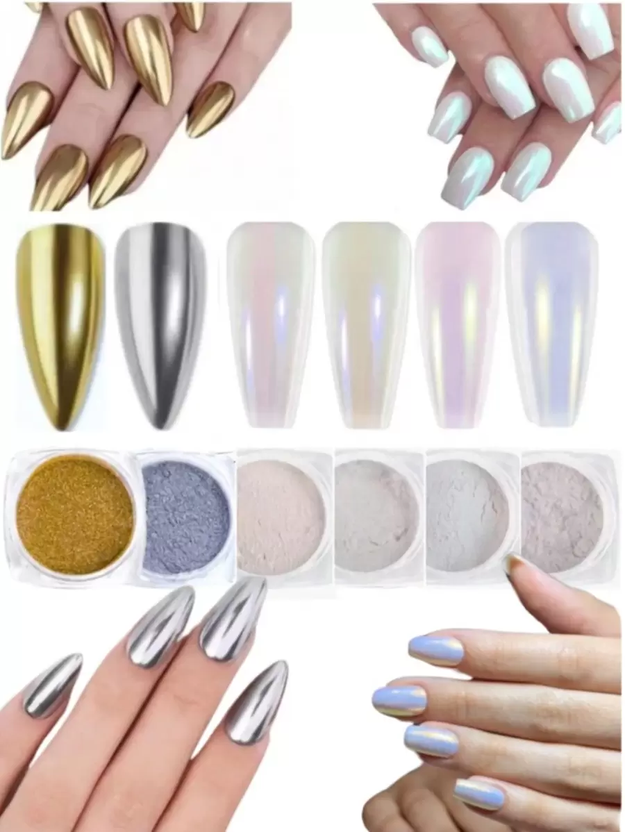 Nail Glitter Powder - Range 1 - With 4 Aurora 2 Mirror - View 1