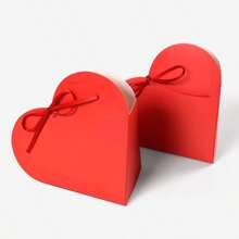 10 piezas Cajas de embalaje de papel en forma de corazón de doble cara color rojo, cajas de regalo plegables con diseño de amor para bodas y fiestas, embalaje creativo para dulces y repostería