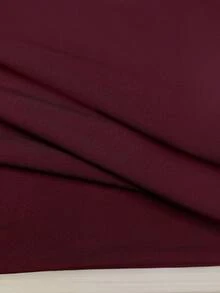 XLLAIS 女士基础款纯色方领短袖修身T恤，黑色，休闲夏季款 - 梅子紅 - 查看 5