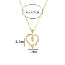 1pc Copper Alloy Cubic Zirconia "MOM" Pendant Heart Shaped Necklace, Luxurious & Fashionable With Imitation Rose Flower Gift Box, Mother's Day Gift - Gold - View 4