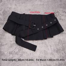 1 件黑色面料腰带，时尚修身装饰腰带，适合连衣裙，不对称设计，收腰