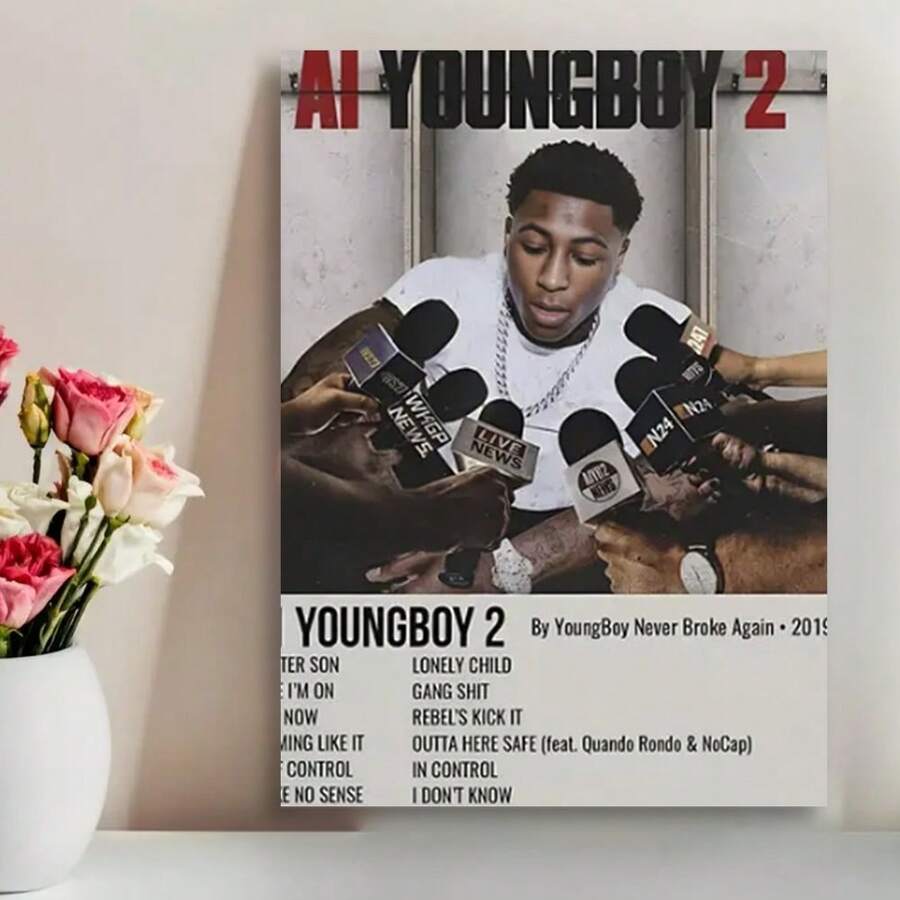 Framed AI Youngboy 2 Album Cover Canvas Print - Vintage Phrenology Art Poster, High-Quality Waterproof Music Themed Wall Decor For Indoor Spaces, Contemporary Style, Music Decor, Perfect For Room Decor - 框架 - 查看 1