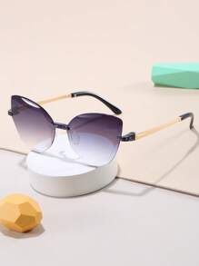 1 Pair Cat Eye Metal Side Decorative Glasses, Fashionable For Boy, Girl, And Children