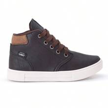 CALCADOS LGHT LIGHT Tenis Botinha Infantil Meninos Casual Cano Alto Confortavel + Mochila Chinelo Oculos Relogio - Café - Visão 5