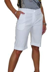 Paulo Due Stretch Turn Up Bermuda Shorts - White - View 1