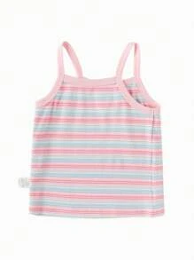 Balabala Girls' Striped Tank Top, Sweet & Stylish Summer Wear - Red and Blue Hues - View 6