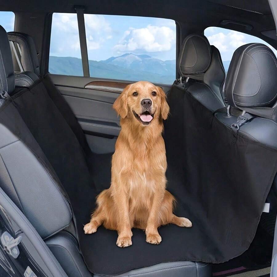 1pc Pet Rear Car Seat Cover, Waterproof & Dirt Proof Auto Back Seat Protector Mat For Cats & Dogs - Black - View 1