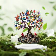 1 PC Charming Colored Tree North American Cardinals 2D Acrylic Desktop Decoration, Suitable For Home Decoration, Room Decoration, Office, Restaurant, Coffee Shop And Other Scenes As Desktop Art Decoration, Suitable As Holiday Gifts For Family And Friends.