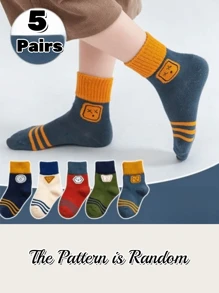 5 Pairs Classic Cute Bear & Mixed Animal Design All Season Children/Kids Socks, For Boys & Girls - Multicolor - View 2