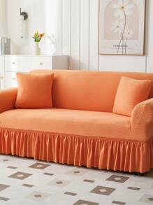 1pc Dreamlike Ruffle Skirt Sofa Cover, Casual Home Decor Couch Cover Sofa Covers Room Decor Living Room Decor - Burnt Orange - View 11