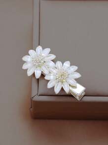 1 件珍珠发夹，时尚高端珍珠侧刘海夹，优雅女士发夹 - 白色 - 查看 3