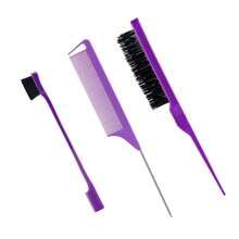 3 件套美发套装：细尾梳、分区梳、双头眉刷、修边刷、梳理刷