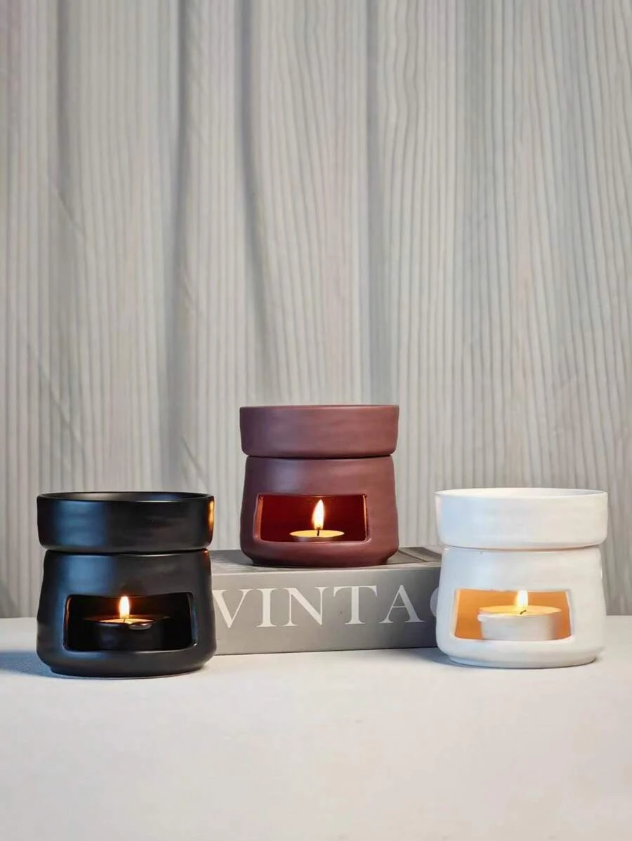 1set Ceramic Candle Holder, Essential Oil Burner, Candle Aroma Diffuser Fragrance Burner, Holiday Home Decoration Accessories Valentine - Multicolor - View 1