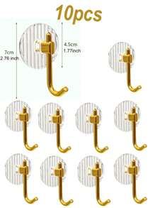 2/4pcs Gold/Silver Acrylic Hooks, Punch-Free Strong Adhesive Hooks For Bag, Key And Clothes, Bathroom Kitchen Organizer And Home Decor