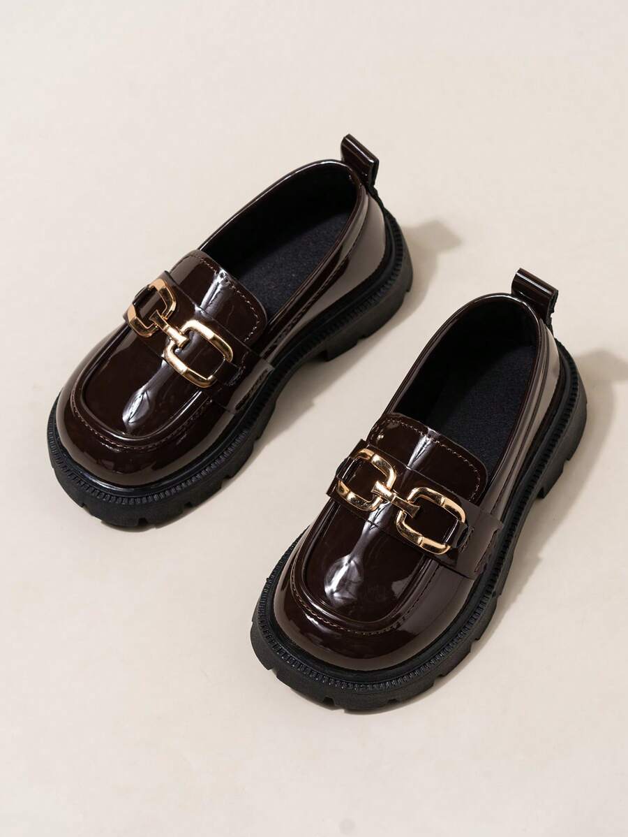 1 Pair Simple Girls' Lightweight Flat Loafers, Princess British Style, All Season