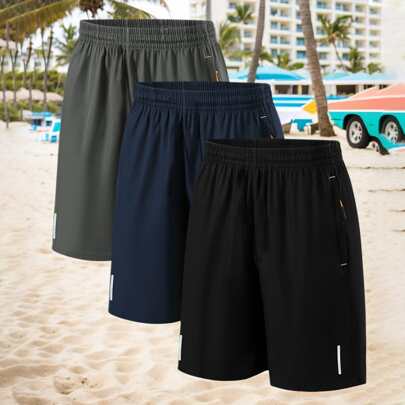 Summer Workout 3pcs/Pack Men Outdoor Casual Sports Beach Shorts, Bermuda