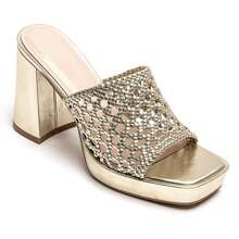 Summer Fashion Versatile Hollow High Heel Sandals - Gold - View 2