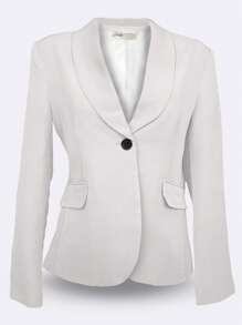 PLAIN JACKET WITH ONE BUTTON FLAP - White - View 2